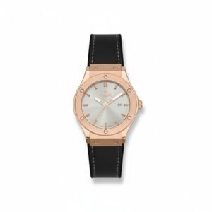 ساعه رجاليه جلد باللون الاسود